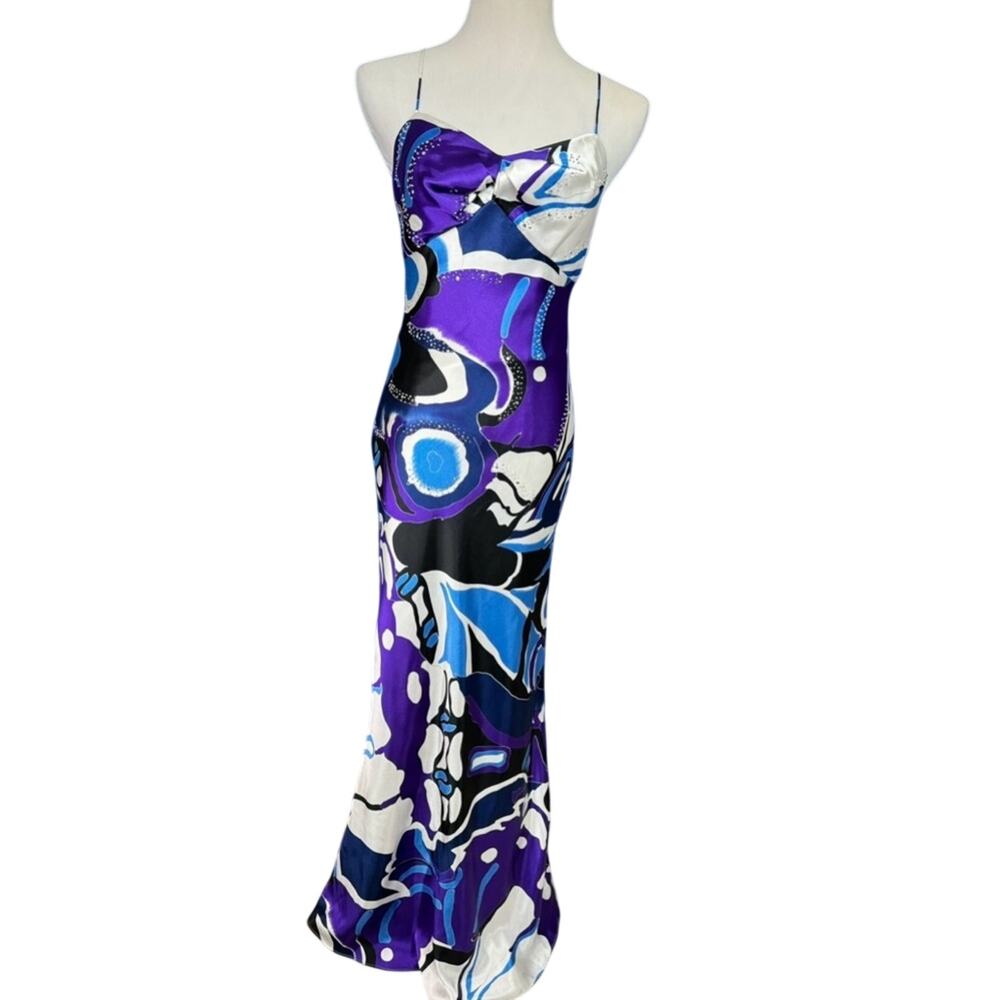 Morgan & Co. · Printed Satin Maxi Slip Dress · 2000s